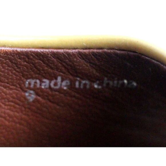 Joy Chen MUSTARD REAL LEATHER HIGH HEEL OPEN TOE BUCKLE CLASSIC PUMP SHOES Sz 9 - Picture 10 of 10